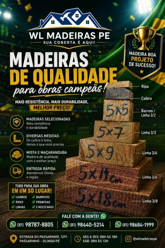 MADEIRA PARA COBERTA - MISTA E MAÇARANDUBA