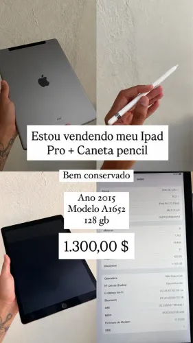 Ipad Pro 12.9 primeira geração + caneta Pencil