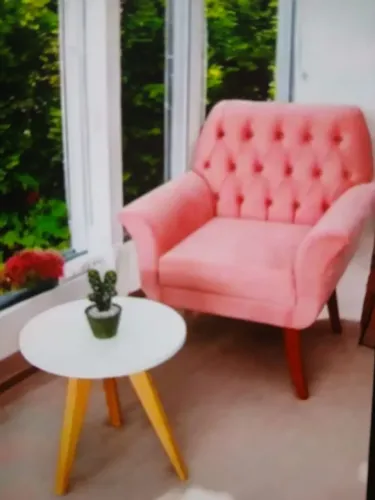 Vendo poltrona de luxo e Puff na cor rosa