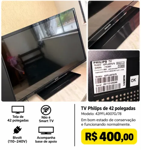 Tv Philips 42 polegadas
