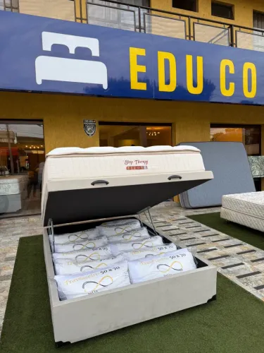 Cama de Casal PILLOW TOP NOVA COM BAÚ E COLCHÃO 