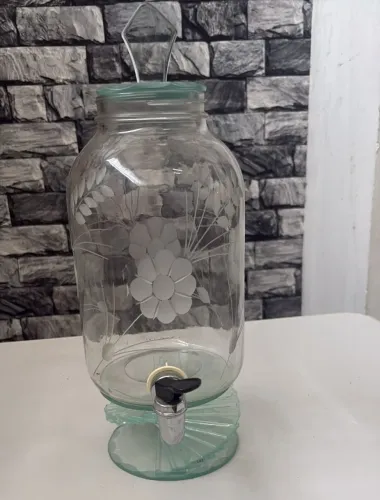 Jarra Suqueira de Vidro 5 Litros 52cm Torneira Tampa Dispenser Diamante Cristal Di