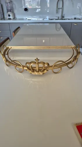 Dossel infantil de metal dourado com coroa para moquiteiro e berço