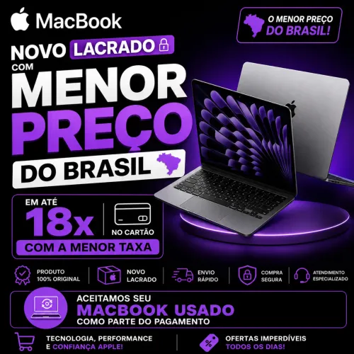 MACBOOK NOVO LACRADO COM GARANTIA DE 1 ANO, LOJA NO RIOMAR.