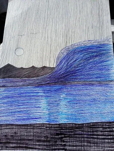 Desenho para moldura Onda 40x25 