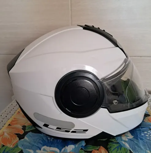 Capacete escamotiavel ls2 scope branco metálico 