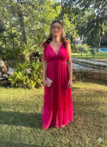 VESTIDO FESTA LONGO ROSA LINDÍSSIMO - TAMANHO M