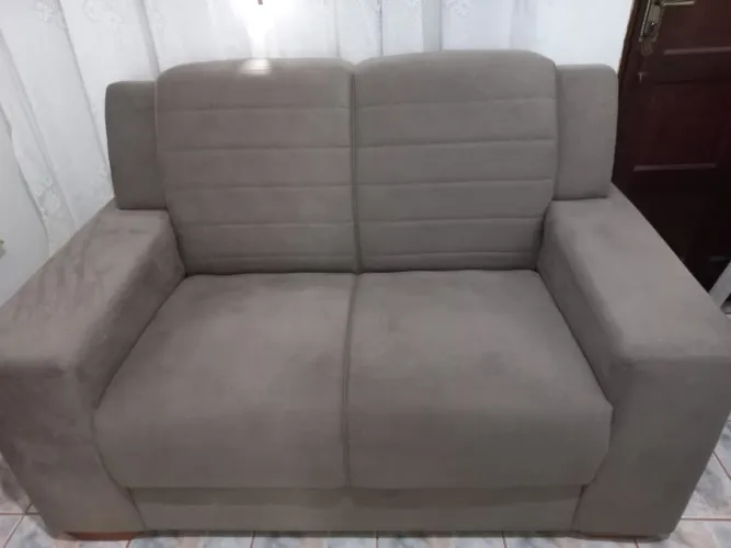 Conjunto sofá cinza 2 e 3 lugares