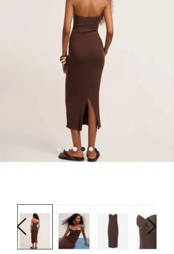 Vestido New Midi Tomara Que Caia Em Tricô Com Torcido No Busto Vermelho