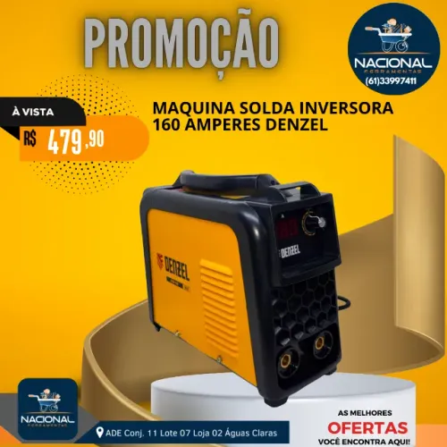 Máquina Inversora de Solda 160A 220V MMA-160 Denzel - Compacta e Potente