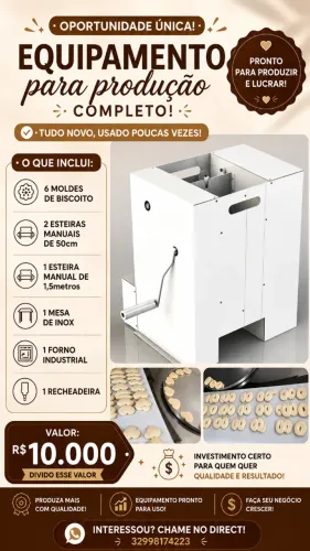 Equipamentos para produção de biscoitos