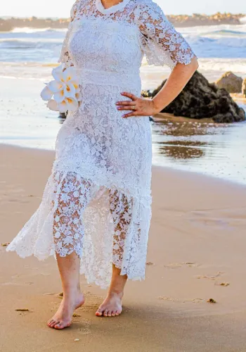 Vestido de renda Guipir branco TAM 38