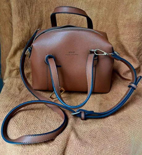 Bolsa baú de couro marrom nova!