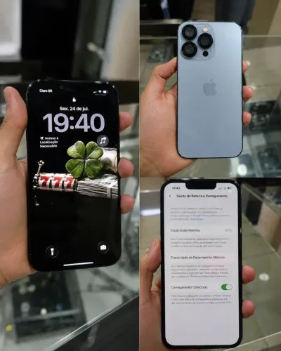 iPhone 13 Pro 128GB Azul Seminovo Impecável 83% Bateria