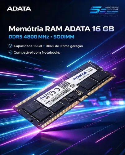 Memória RAM ADATA - DDR5 16GB 4000Mhz - Notebook