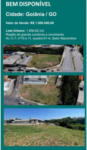 Lote Comercial 1.856m² em Avenida Movimentada em Goiânia. Tenho outros moves a venda do Si