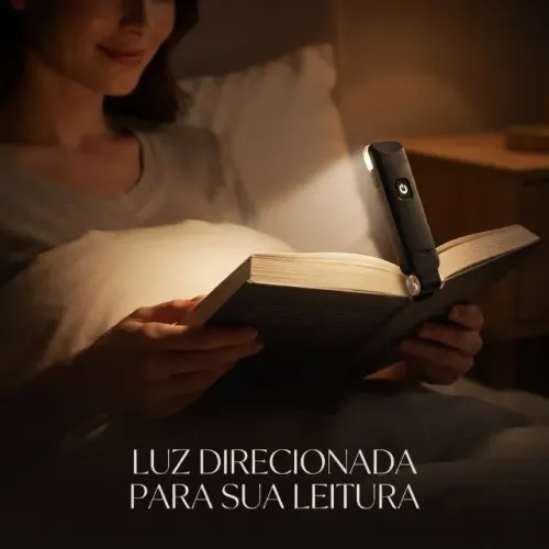 Luz de Leitura LED Recarregável USB com Clipe para Livro 3 Modos de Luz Braço Flexível