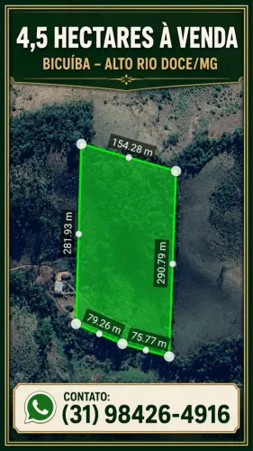Terreno de 4,5 hectares à venda em Bicuíba - Alto Rio Doce/MG