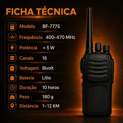 Par de Rádio Comunicador Bf-777s - Baofeng