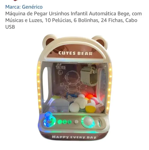 Máquina de pegar ursinho bichinho