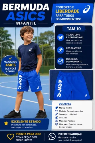 Kit 3 bermudas infantil (ASICS, Palomino e Cacau Kids)