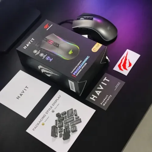 Mouse Gamer Havit HV-MS1001 RGB 4800 DPI 7 Botões com Macro e Cabo Trançado