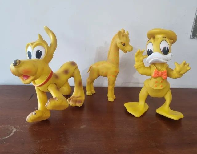 RARIDADE! Lote Bonecos Vi-Vinil Antigos Estrela Disney Anos 70 - Único Dono (Com Apito)