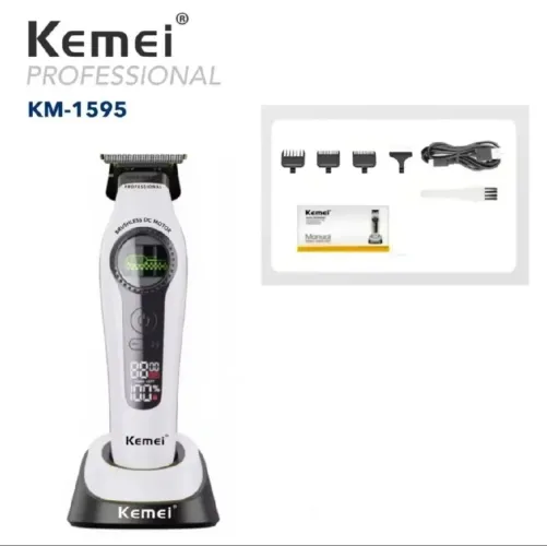 Máquina de cortar cabelo pezinho kemei 1595 com pentes