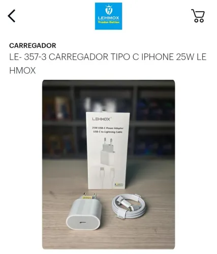 Carregador iPhone 25w