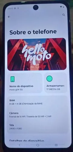 Moto g54 256g com NFC funcionando perfeitamente vai com a nota fiscal e a caixinha
