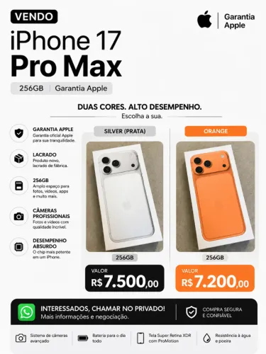 IPHONES 17 PRO MAX 256GB - LACRADOS, GARANTIA APPLE!