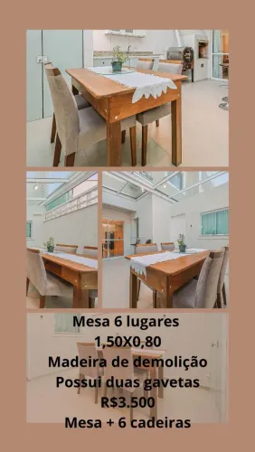 Mesa madeira maciça 6 lugares