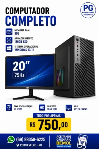 COMPUTADOR NOVO SSD 120GB SOMOS LOJA
