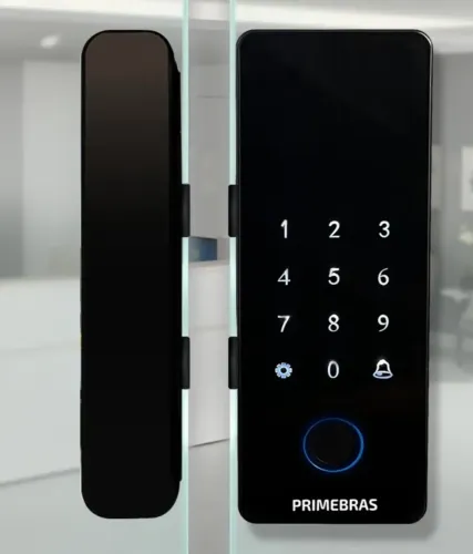 Fechadura Digital Primebras Athenas p/ Porta Vidro Biométrica Eletrônica - NOVA