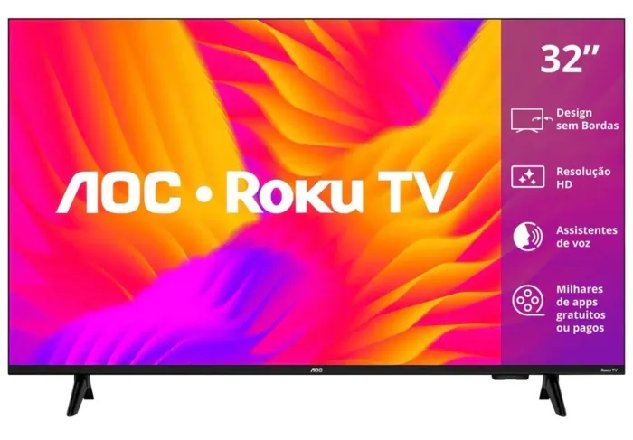 Smart TV 32" AOC HD DLED Roku TV 2025