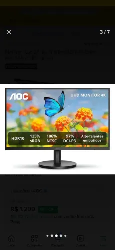Monitor aoc 27 polegadas 4k com alto falante integrado 