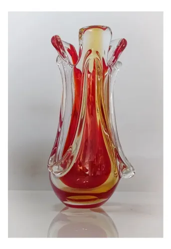 Raridade:Vaso esculpido cristal tipo Murano - RioDecor 2000  