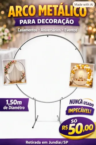 Arco metálico circular para decoração