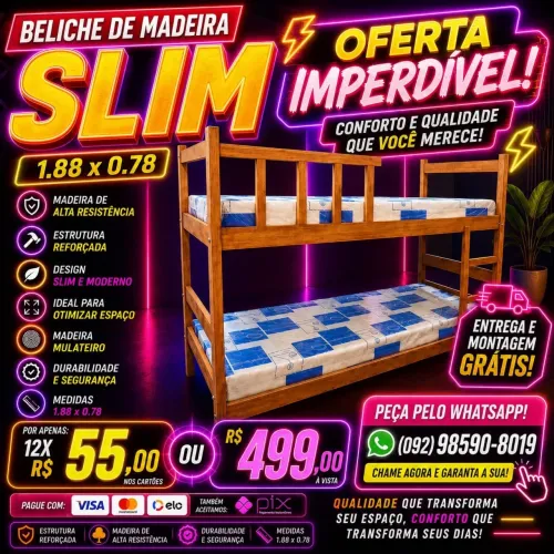 Beliche Madeira 12X R$ 55,00 Incluso Entrega e Montagem