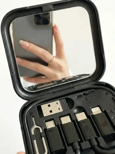 Kit Cabo e Adaptadores 9 em 1 USB-C Lightning Micro USB 60W com Estojo de Bolso