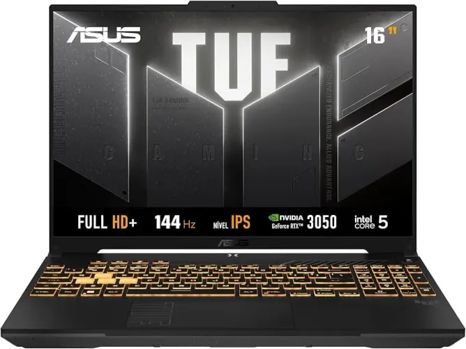 NOTEBOOK ASUS TUF CORE 5 210H NVME 512GB NVIDIA RTX 3050 16GB MEMÓRIA TELA 144HZ 16 POL.