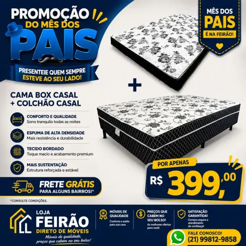 CAMA BOX CASAL + COLCHÃO DE CASAL D20