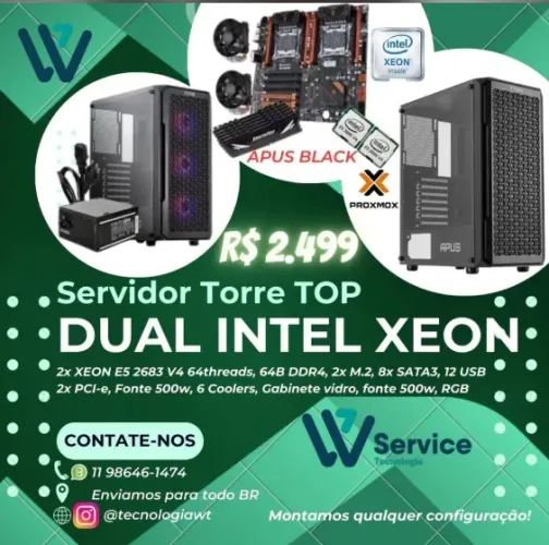 Servidor Profissional Intel Xeon E5-2683 v4 Dual | 32 Cores 64 Threads | DDR4 | 2x M.2