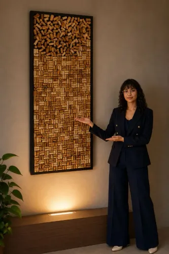 Quadro Decorativo Artesanal Grande com Rolhas de Vinho - Peça única e exclusiva.