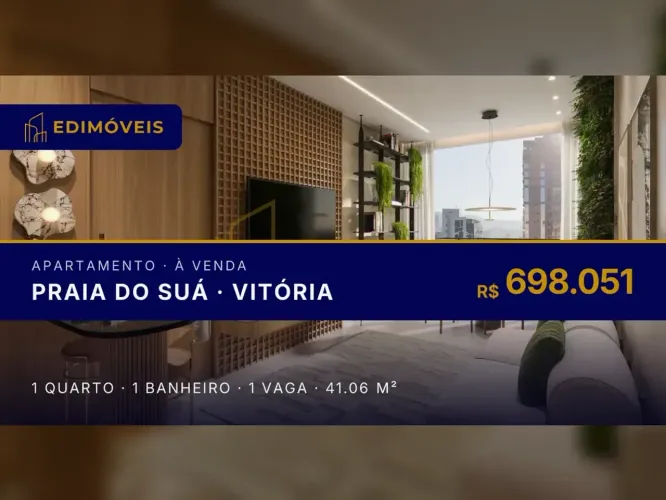 Praia do Suá: Apartamento 1 quarto com piscina e espaço gourmet, venha conhecer!