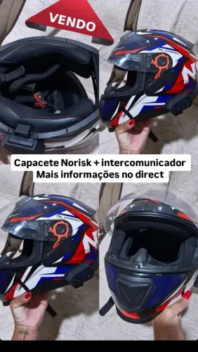 Vendo capacete norisk 9 meses de uso. Ja vendo com intercomunicador 