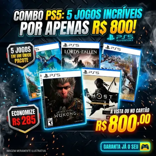 COMBO PS5: 5 JOGOS INCRÍVEIS POR APENAS R$ 800!