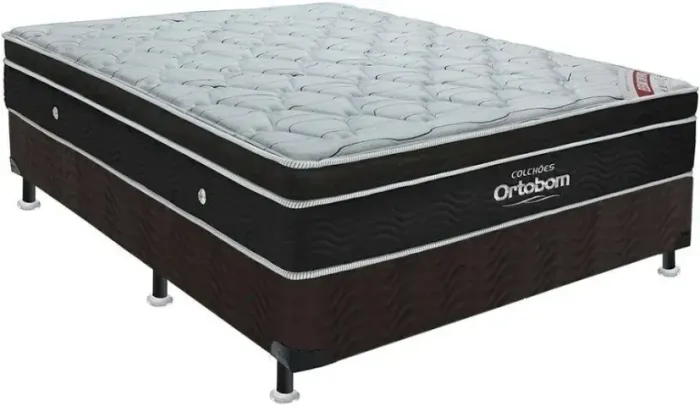 Cama Box Casal no Marrom Completa com Colchão Casal Confortável