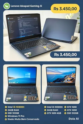 Notebook Gamer Lenovo IdeaPad Gaming 3i | i5 | 24GB RAM | SSD NVMe 512GB | GTX 1650 4GB