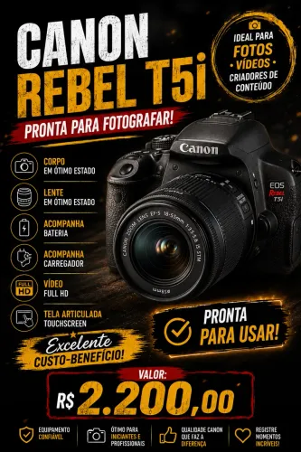 Canon EOS Rebel T5i (pouco usada,original)